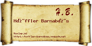 Höffler Barnabás névjegykártya
